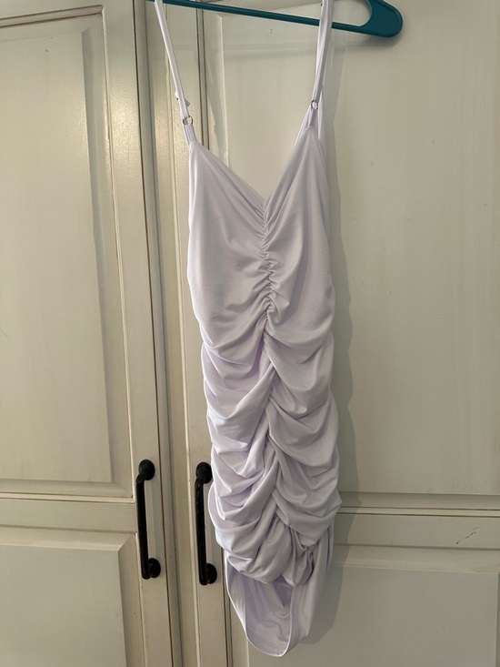 Dresses & Skirts - Adjustable Spaghetti-Strap Ruched Mini Dress in Light Lavender